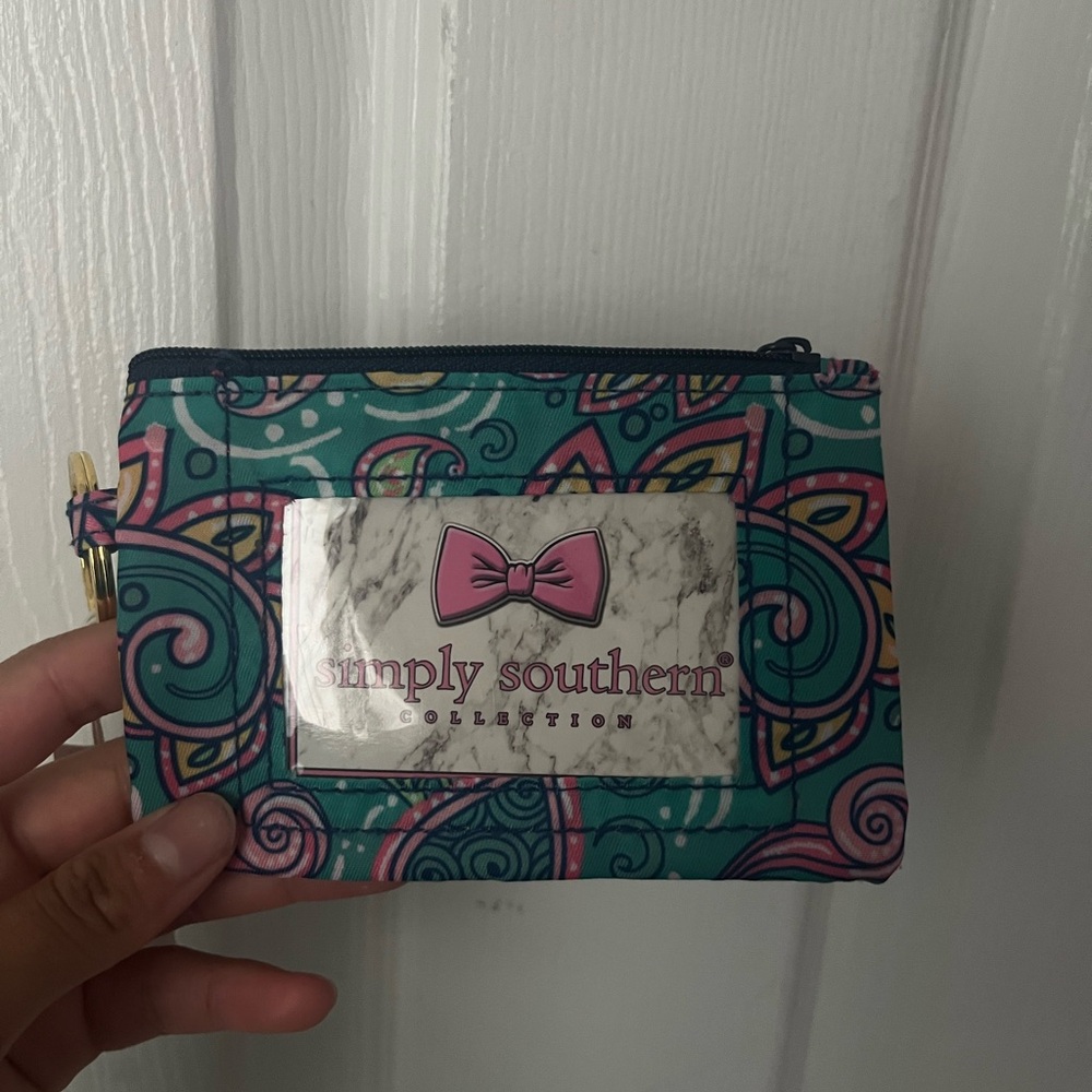Simply Southern Teal and Pink Patterned Pouch